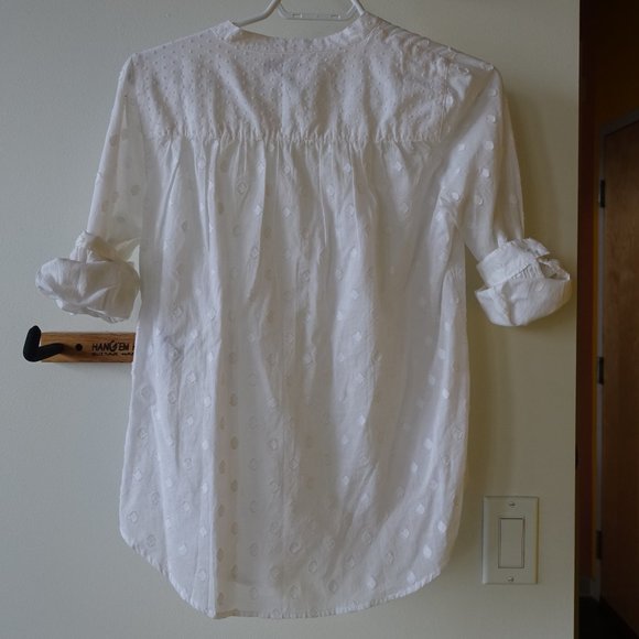 JCrew J. Crew #A5545  Tie Swiss Dot Peasant popover Blouse top white size 0 XS - Picture 3 of 13